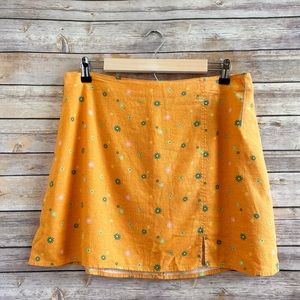 Abound Orange Floral Linen Blend Mini Skirt Size Large NWT
